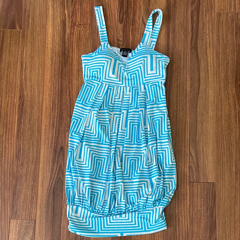 Blue Geometric Midi Dress